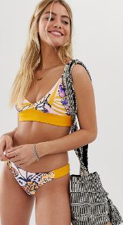 Sun Bass Samba Reversible Bralette Rib Bikini Top Floral