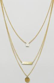 dainty trio layered necklace gold