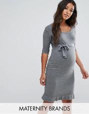 knitted dress with pleat detail hem