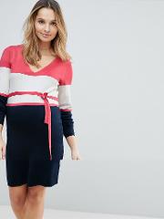 mamalicious colour block knitted dress