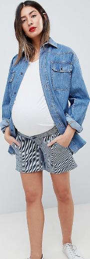 mamalicious over the bump striped shorts
