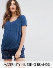 twist front relaxed nursing  shirt