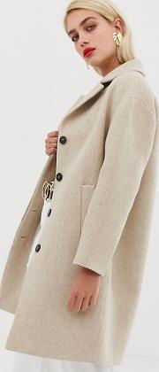 Button Front Mid Length Coat
