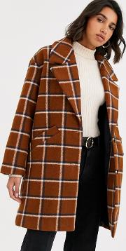 Check Mid Length Coat