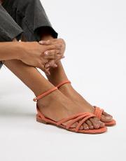 faux suede strappy sandal in orange