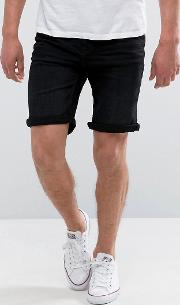 man denim shorts in black