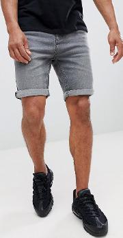 man denim shorts in grey