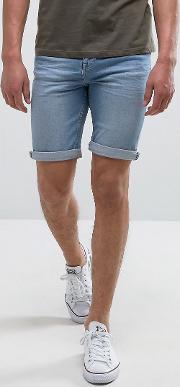 man denim shorts in light wash blue