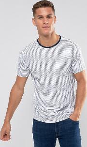 man striped  shirt in navy and white