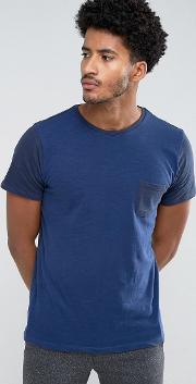 T Shirt With Contrast Sleeves In Navy