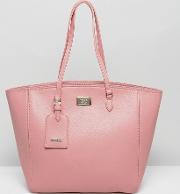 large semi structured pink shopper with zip