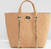 quilted tote bag with chain detail