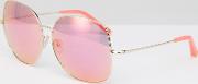 pink lens oversized sunglasses with neon  arm