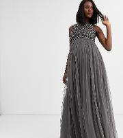 Bridesmaid Delicate Sequin 2 1 Maxi Dress Dark
