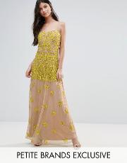 allover embellished corset top maxi dress