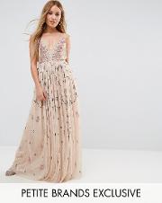 cami strap plunge embellished maxi dress