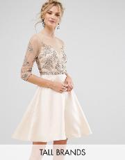 allover embellished mini prom skater dress