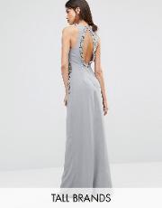 embellished maxi dress with open back
