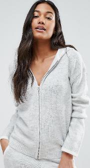 Grey Hoodie With Contrast Tipping