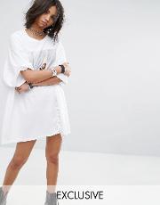 vintage oversize  shirt dress with lace up