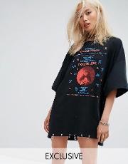 vintage oversized  shirt dress with zodiac print and celestial tirm