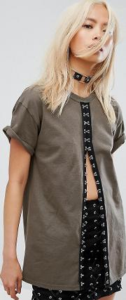 Vintage Oversized  Shirt With Hook And Eye Trim