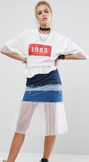 Vintage Reconstructed Panelled Denim Skirt