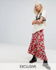 vintage tiered festival maxi skirt  floral print