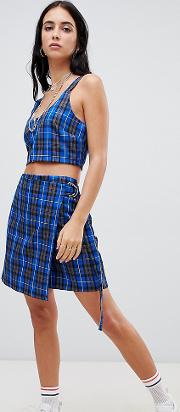 Vintage Wrap Mini Skirt Check Co