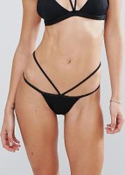 black strappy bikini bottom