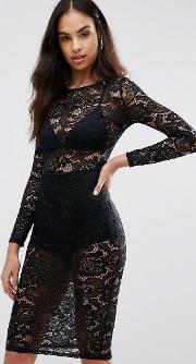 collection sheer lace pencil dress