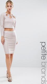 metallic midi pencil skirt