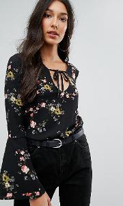 Flared Sleeve Floral Body
