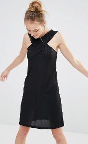cross front ribbed dress