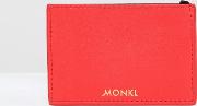 faux leather card holder in red