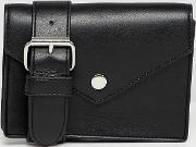 faux leather envelope belt bag in black