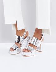 metallic platform sandals