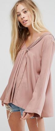pleated deep v neck top