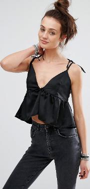 cami top with peplum in satin