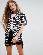 relaxed hawaiian shirt in zebra