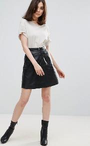 panalla  line leather skirt