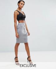 suedette pencil skirt with zip detail