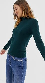 Turtle Neck Knitted Jumper With Cuff Detail