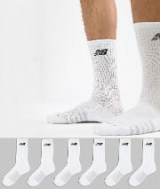 6 pack crew socks in white n5050 801 6eu wht