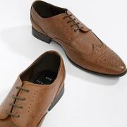 faux leather brogue shoes in tan
