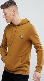 hoodie with bird embroidery in camel