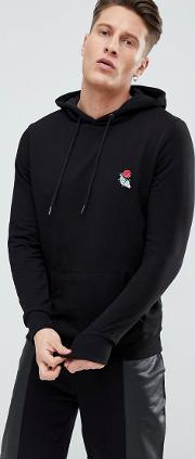 hoodie with rose embroidery in black