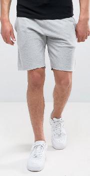 jersey shorts with raw hem in grey