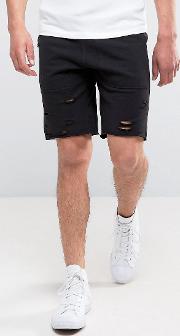 jersey shorts with rips in black