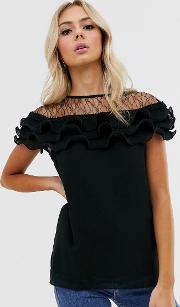 Lace Detail Pleated Blouse
